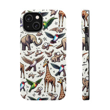 DistinctInk Tough Case for Apple iPhone, Compatible with MagSafe Charging - "Endearing Animal Extravaganza: Whimsical Seamless Pattern"
