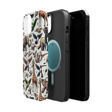 DistinctInk Tough Case for Apple iPhone, Compatible with MagSafe Charging - "Endearing Animal Extravaganza: Whimsical Seamless Pattern"