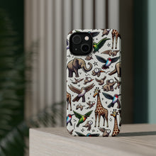 DistinctInk Tough Case for Apple iPhone, Compatible with MagSafe Charging - "Endearing Animal Extravaganza: Whimsical Seamless Pattern"