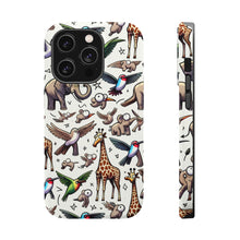 DistinctInk Tough Case for Apple iPhone, Compatible with MagSafe Charging - "Endearing Animal Extravaganza: Whimsical Seamless Pattern"