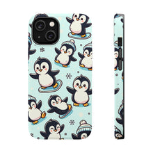 DistinctInk Tough Case for Apple iPhone, Compatible with MagSafe Charging - "Whimsical Waddlers: Adorable Cartoon Penguin Pattern"