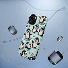 DistinctInk Tough Case for Apple iPhone, Compatible with MagSafe Charging - "Whimsical Waddlers: Adorable Cartoon Penguin Pattern"