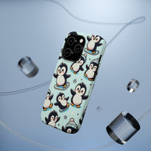 DistinctInk Tough Case for Apple iPhone, Compatible with MagSafe Charging - "Whimsical Waddlers: Adorable Cartoon Penguin Pattern"