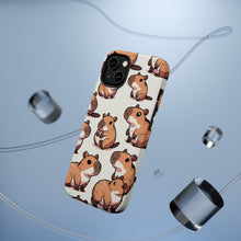 DistinctInk Tough Case for Apple iPhone, Compatible with MagSafe Charging - "Whimsical Capybara Parade: A Repeating Pattern"