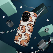 DistinctInk Tough Case for Apple iPhone, Compatible with MagSafe Charging - "Whimsical Capybara Parade: A Repeating Pattern"