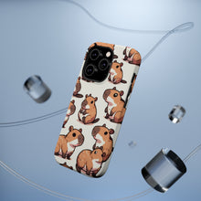 DistinctInk Tough Case for Apple iPhone, Compatible with MagSafe Charging - "Whimsical Capybara Parade: A Repeating Pattern"