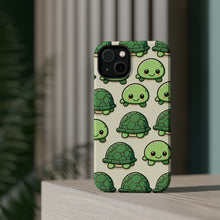 DistinctInk Tough Case for Apple iPhone, Compatible with MagSafe Charging - "Whimsical Turtle Parade: A Playful Pattern"
