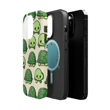 DistinctInk Tough Case for Apple iPhone, Compatible with MagSafe Charging - "Whimsical Turtle Parade: A Playful Pattern"