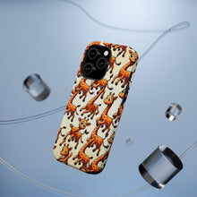 DistinctInk Tough Case for Apple iPhone, Compatible with MagSafe Charging - "Giraffe Parade: Playful Prancing Pattern"