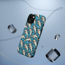 DistinctInk Tough Case for Apple iPhone, Compatible with MagSafe Charging - "Playful Dolphins: A Cartoon-like Delight"