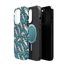 DistinctInk Tough Case for Apple iPhone, Compatible with MagSafe Charging - "Playful Dolphins: A Cartoon-like Delight"