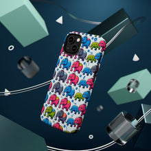 DistinctInk Tough Case for Apple iPhone, Compatible with MagSafe Charging - "Cheerful and Colorful Elephant Fiesta Pattern"