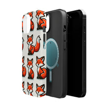 DistinctInk Tough Case for Apple iPhone, Compatible with MagSafe Charging - "Fox Fun: A Playful Repeating Pattern"
