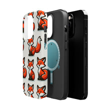 DistinctInk Tough Case for Apple iPhone, Compatible with MagSafe Charging - "Fox Fun: A Playful Repeating Pattern"