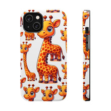DistinctInk Tough Case for Apple iPhone, Compatible with MagSafe Charging - "Radiant Cartoon Giraffe Pattern: Playful Poses"