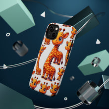 DistinctInk Tough Case for Apple iPhone, Compatible with MagSafe Charging - "Radiant Cartoon Giraffe Pattern: Playful Poses"