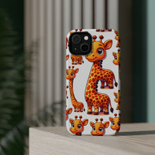 DistinctInk Tough Case for Apple iPhone, Compatible with MagSafe Charging - "Radiant Cartoon Giraffe Pattern: Playful Poses"
