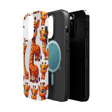 DistinctInk Tough Case for Apple iPhone, Compatible with MagSafe Charging - "Radiant Cartoon Giraffe Pattern: Playful Poses"