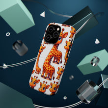 DistinctInk Tough Case for Apple iPhone, Compatible with MagSafe Charging - "Radiant Cartoon Giraffe Pattern: Playful Poses"