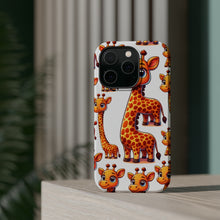DistinctInk Tough Case for Apple iPhone, Compatible with MagSafe Charging - "Radiant Cartoon Giraffe Pattern: Playful Poses"