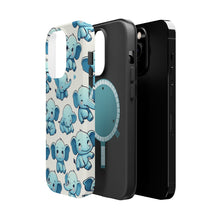 DistinctInk Tough Case for Apple iPhone, Compatible with MagSafe Charging - "Whimsical Blue Elephants: Endlessly Repeatable Pattern"