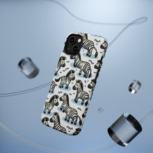 DistinctInk Tough Case for Apple iPhone, Compatible with MagSafe Charging - "Zany Zebras: Unique and Engaging Cartoon Pattern"