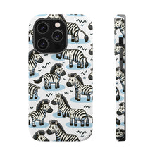DistinctInk Tough Case for Apple iPhone, Compatible with MagSafe Charging - "Zany Zebras: Unique and Engaging Cartoon Pattern"