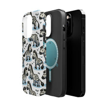 DistinctInk Tough Case for Apple iPhone, Compatible with MagSafe Charging - "Zany Zebras: Unique and Engaging Cartoon Pattern"
