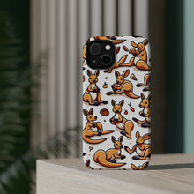 DistinctInk Tough Case for Apple iPhone, Compatible with MagSafe Charging - "Joyful Kangaroos: A Playful Interlocking Pattern"