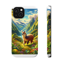 DistinctInk Tough Case for Apple iPhone, Compatible with MagSafe Charging - "Llama's Andean Adventure: Majestic Mountains and Rich Biodiversity"