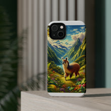 DistinctInk Tough Case for Apple iPhone, Compatible with MagSafe Charging - "Llama's Andean Adventure: Majestic Mountains and Rich Biodiversity"