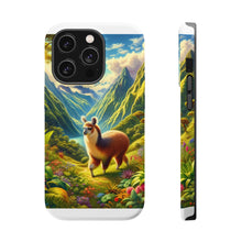 DistinctInk Tough Case for Apple iPhone, Compatible with MagSafe Charging - "Llama's Andean Adventure: Majestic Mountains and Rich Biodiversity"