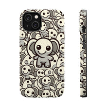 DistinctInk Tough Case for Apple iPhone, Compatible with MagSafe Charging - "Elephant Parade: A Playful Cartoon Pattern"