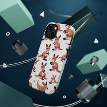 DistinctInk Tough Case for Apple iPhone, Compatible with MagSafe Charging - "Adorable Cartoon Kangaroos in Playful Poses"
