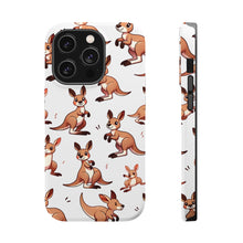 DistinctInk Tough Case for Apple iPhone, Compatible with MagSafe Charging - "Adorable Cartoon Kangaroos in Playful Poses"