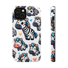 DistinctInk Tough Case for Apple iPhone, Compatible with MagSafe Charging - "Whimsical Zebra Parade: Playful and Colorful Pattern"