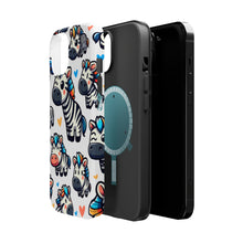 DistinctInk Tough Case for Apple iPhone, Compatible with MagSafe Charging - "Whimsical Zebra Parade: Playful and Colorful Pattern"