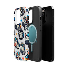 DistinctInk Tough Case for Apple iPhone, Compatible with MagSafe Charging - "Whimsical Zebra Parade: Playful and Colorful Pattern"