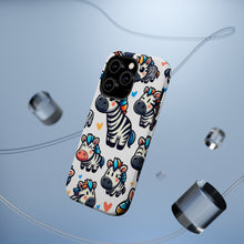 DistinctInk Tough Case for Apple iPhone, Compatible with MagSafe Charging - "Whimsical Zebra Parade: Playful and Colorful Pattern"