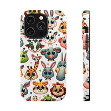 DistinctInk Tough Case for Apple iPhone, Compatible with MagSafe Charging - "Whimsical Cartoon Animals: Delightful and Harmonious"