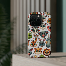 DistinctInk Tough Case for Apple iPhone, Compatible with MagSafe Charging - "Whimsical Cartoon Animals: Delightful and Harmonious"