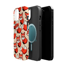 DistinctInk Tough Case for Apple iPhone, Compatible with MagSafe Charging - "Playful Foxes: A Cheerful Cartoon Pattern"