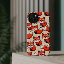 DistinctInk Tough Case for Apple iPhone, Compatible with MagSafe Charging - "Playful Foxes: A Cheerful Cartoon Pattern"