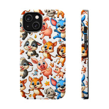 DistinctInk Tough Case for Apple iPhone, Compatible with MagSafe Charging - "Playful Delights: A Cartoon Animal Medley"
