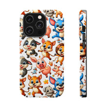 DistinctInk Tough Case for Apple iPhone, Compatible with MagSafe Charging - "Playful Delights: A Cartoon Animal Medley"