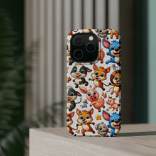 DistinctInk Tough Case for Apple iPhone, Compatible with MagSafe Charging - "Playful Delights: A Cartoon Animal Medley"