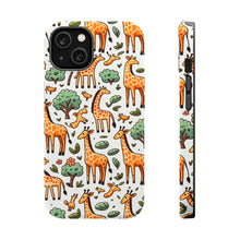 DistinctInk Tough Case for Apple iPhone, Compatible with MagSafe Charging - "Giraffe Parade: A Playful Seamless Pattern"