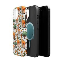 DistinctInk Tough Case for Apple iPhone, Compatible with MagSafe Charging - "Giraffe Parade: A Playful Seamless Pattern"