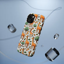 DistinctInk Tough Case for Apple iPhone, Compatible with MagSafe Charging - "Giraffe Parade: A Playful Seamless Pattern"