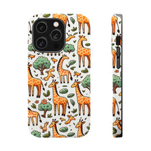 DistinctInk Tough Case for Apple iPhone, Compatible with MagSafe Charging - "Giraffe Parade: A Playful Seamless Pattern"